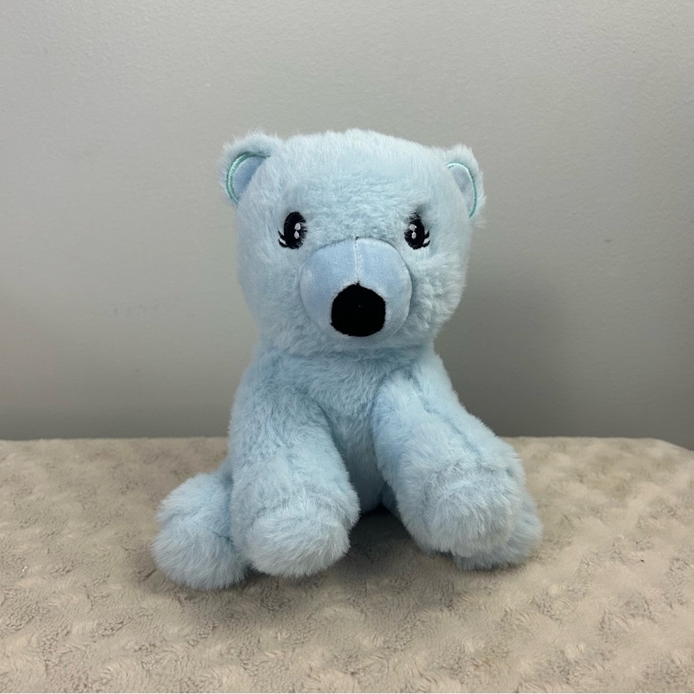 Trend Lab Light Blue Teddy Bear Plush Stuffed Animal Baby Toy Black Nose